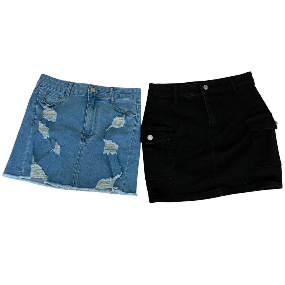 Shein Women's Black and Blue Skirt